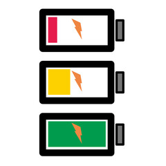 Set of low, charging and full battery icon with simple and minimalist design. 