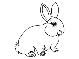 One line art rabbit, bunny symbol of the year or easter mascot