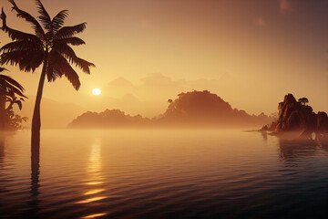 Obraz na płótnie Canvas Sunset over the sea, Beaiutiful Environment, sunny Days, Glowing Environment