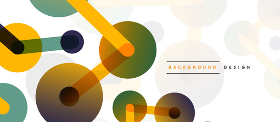 Line points connections geometric abstract background. Circles connected by lines. Trendy techno business template for wallpaper, banner, background or landing