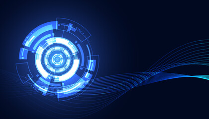 Abstract Wave circle Particle Flowing Beautiful Blue Futuristic Modern Digital Background