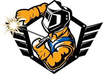 Welder logo on white background vector illustration
