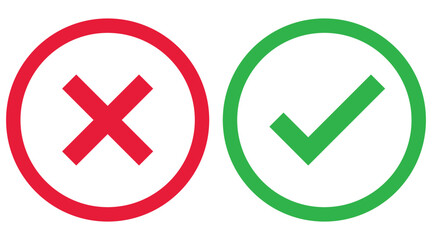 right and wrong icon, confirm and cancel sign of making agreement, positive or negative symbol