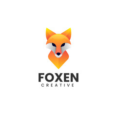 Vector Logo Illustration Fox Gradient Colorful Style