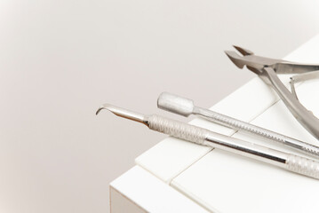 Tools of a beauty salon to fix the manicure