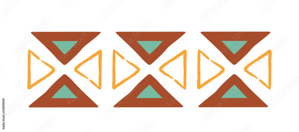 Aufkleber ethnic colorful ornament. three sets of minimalistic triangles. graphic element for printing on fabr