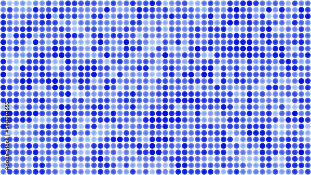 Poster blue floating circles on white background footage loop. slow technical mosaic chaotic moving seamles