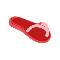 Red slipper for kids illustration. Red slipper for trip to sea isolated on white background. Summer, recreation concept