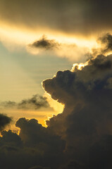 Low angle photo of clouds during sunset in shapes of pareidolia