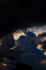 Low angle photo of clouds during sunset in shapes of pareidolia
