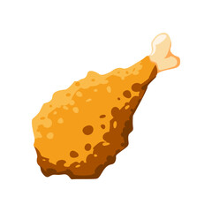 Realistic fried chicken leg cartoon illustration. Delicious chicken leg. Junk food, unhealthy diet concept