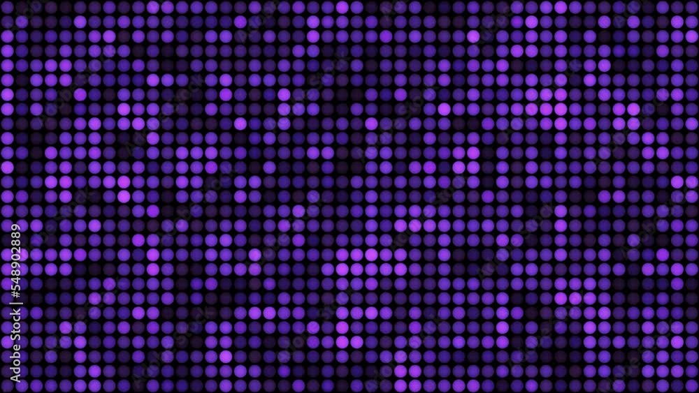 Poster violet floating circles on black background footage loop. slow technical mosaic chaotic moving seaml