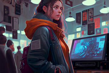 Obraz premium girl shopping in the metaverse