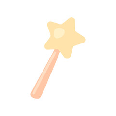 Nursery toy wand with star in Boho style vector illustration. Toy magic wand for newborn babies isolated on white background. concept