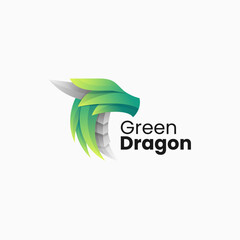 Vector Logo Illustration Green Dragon Gradient Colorful Style.
