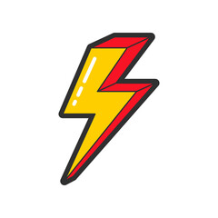 Trendy fashion patch or badge of lightning bolt illustration. Cute lightning sticker. Style, embroidery concept
