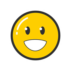 Fototapeta premium Trendy fashion patch or badge of emoticon illustration. Cute smiling face sticker. Style, embroidery concept