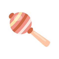 Nursery round rattle in Boho style illustration. Toy rattle for newborn babies isolated on white background. concept