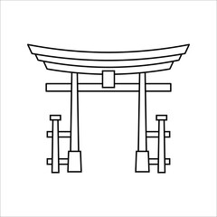Japan or Chinese gate icon. Best tourist destinations in the world. vector illustration on white background. color editable