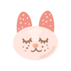 Nursery toy rabbit in Boho style vector illustration. Toy rabbit for newborn babies isolated on white background. concept