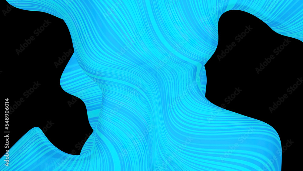 Poster black background. design. huge blots of light turquoise and purple in abstraction rotating in differ