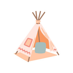Nursery tipi or wigwam in Boho style vector illustration. Teepee for newborn babies isolated on white background. concept © SurfupVector