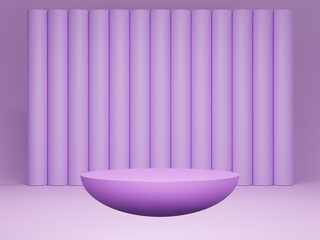 Naklejka na ściany i meble 3D podium of purple geometric background or texture. Bright pastel podium or pedestal backdrop. Blank minimal design concept. Stage for ceremony on purple pedestal background