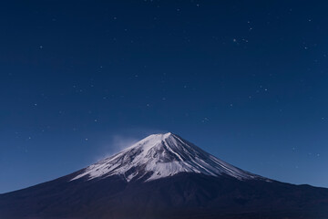 Fuji mountain and Night Sky with Stars background, Japan