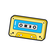Trendy fashion patch or badge of cassette tape illustration. Cute .cassette tape sticker. Style, embroidery concept