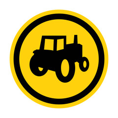 Farm Machinery Crossing Sign On White Background