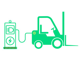 Electric forklift in a solar cell charging station. © wuttisak