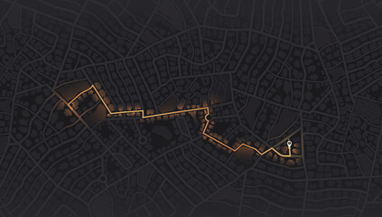 Gps map navigation to own house. View from above the map buildings. Detailed view of city. Decorative graphic tourist map City top view. Abstract background. Flat style, Vector, illustration isolated.