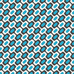 round corner squares in turquoise and beige geometric seamless pattern in black and aqua blue colors.