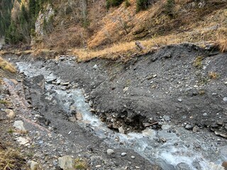 Wild alpine stream Tellerbach in the Calfeisental valley and in the UNESCO World Heritage Tectonic Arena Sardona (UNESCO-Welterbe Tektonikarena Sardona), Vättis - Switzerland (Schweiz)