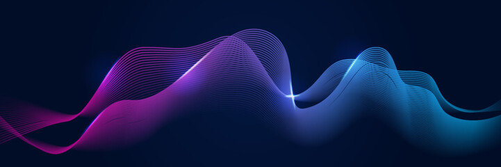 Abstract red blue and pink purple gradient wave particle background. Flow wave with line landscape. Digital data structure. Future mesh pattern point visualization. Technology vector illustration.