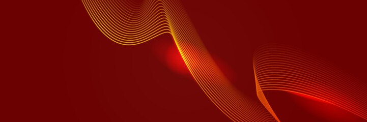 Minimal abstract background for technology presentation. Abstract luxury glowing lines curved overlapping on dark red background. Modern gradient flowing wave lines. Futuristic technology concept.