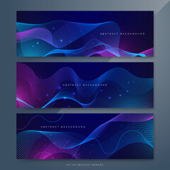 Abstract vector wave line flowing blue and pink purple gradient color isolated on black background for design elements in concept technology, music, science, A.I, tech banner