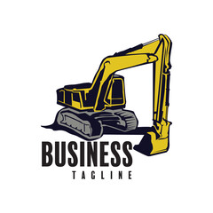 Excavator logo emblems design, building machine, constructing equipment logo template