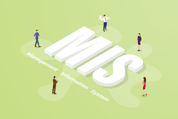 mis management information system big text word and people around with modern isometric style © fatmawati