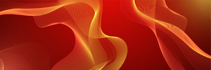 Abstract red wave curve on dark red design modern futuristic background banner vector illustration. Design elements in concept technology, music, science, A.I.