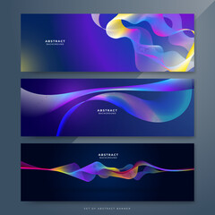 Blue minimal wavy lines abstract futuristic tech background. Vector digital banner design