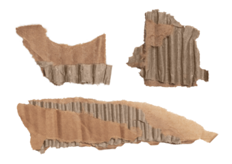 cardboard pieces set of three different assets png isolated on transparent background