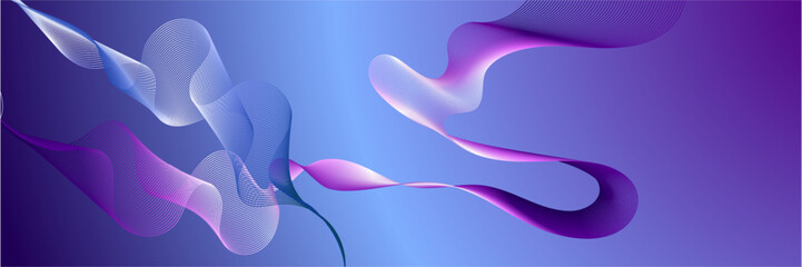 Blue minimal wavy lines abstract futuristic tech background. Vector digital banner design