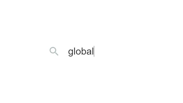 Typing text to search the word Global Warming, search bar 2d animation