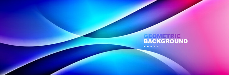 Wavy lines, technology digital template with shadows and lights on gradient background. Trendy simple fluid color gradient abstract background with dynamic wave shadow lines effect