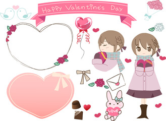 バレンタインのイラストセット