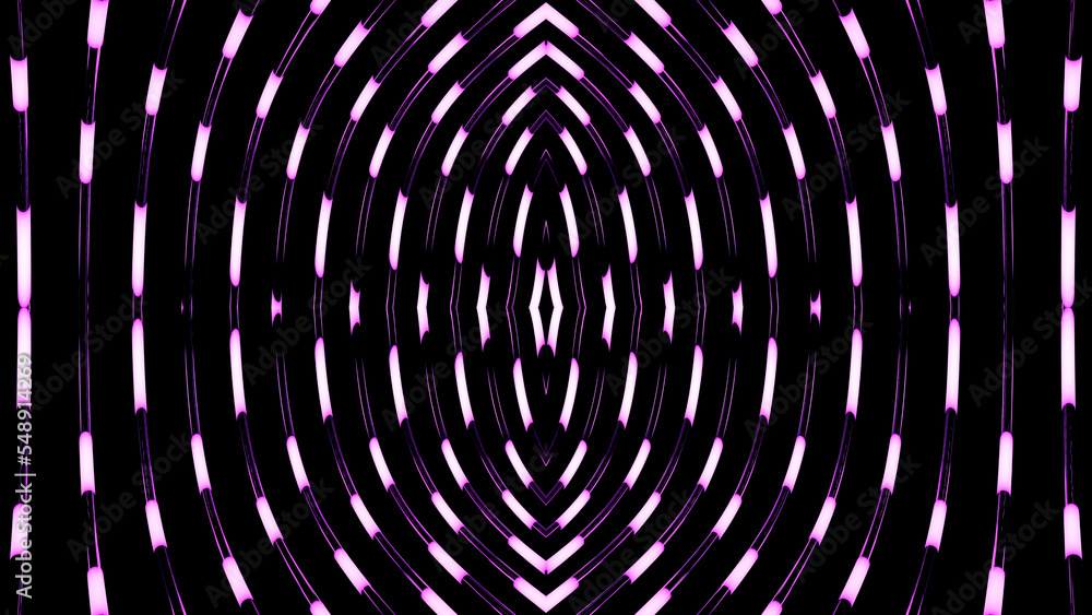 Poster bright burning iridescent animation. design. purple lines that change direction and run over a black