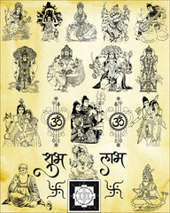 All in one God collection Hindu Indian Gods collage.