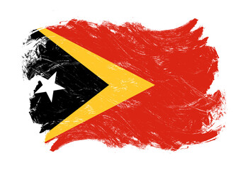 East timor flag on distressed grunge white stroke brush background