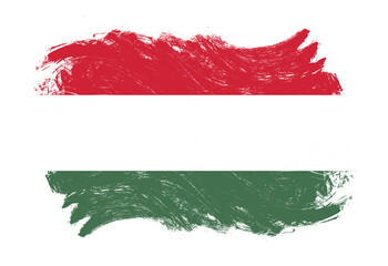 Hungary flag on distressed grunge white stroke brush background